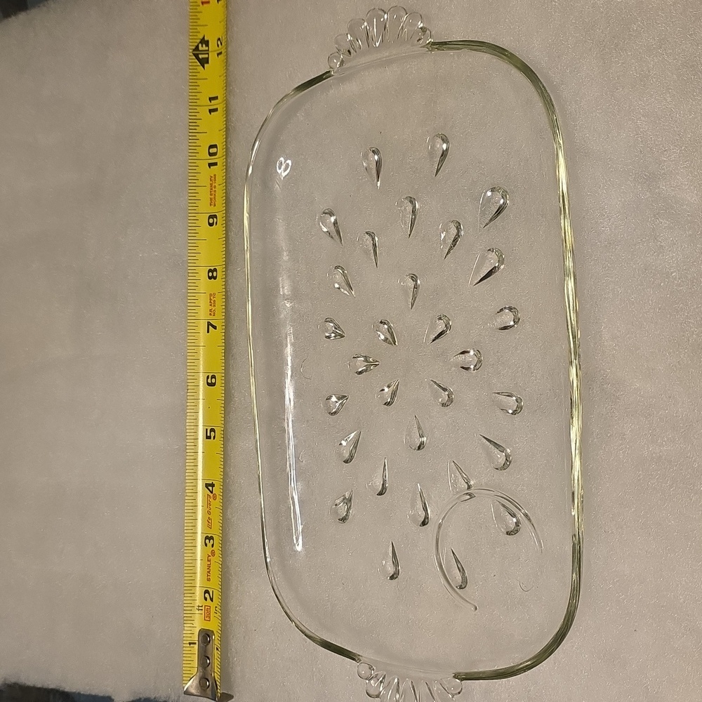 Antique Teardrop Glass Tray For Dining Or Vanity - Picture 2 of 11